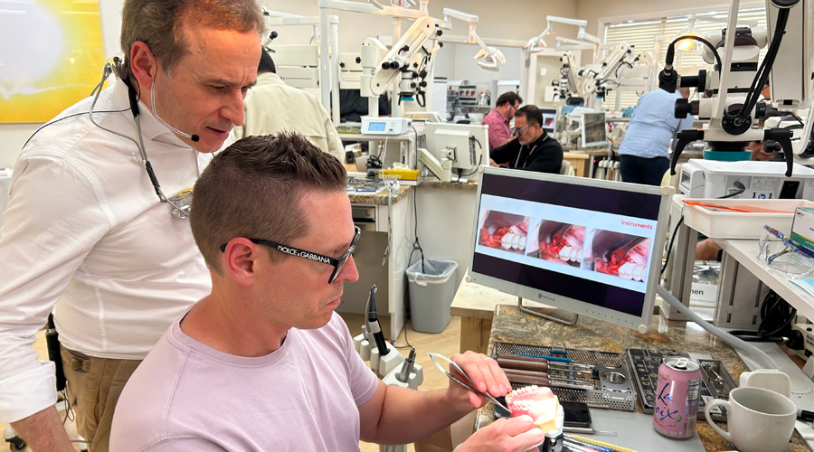 Examining teeth
